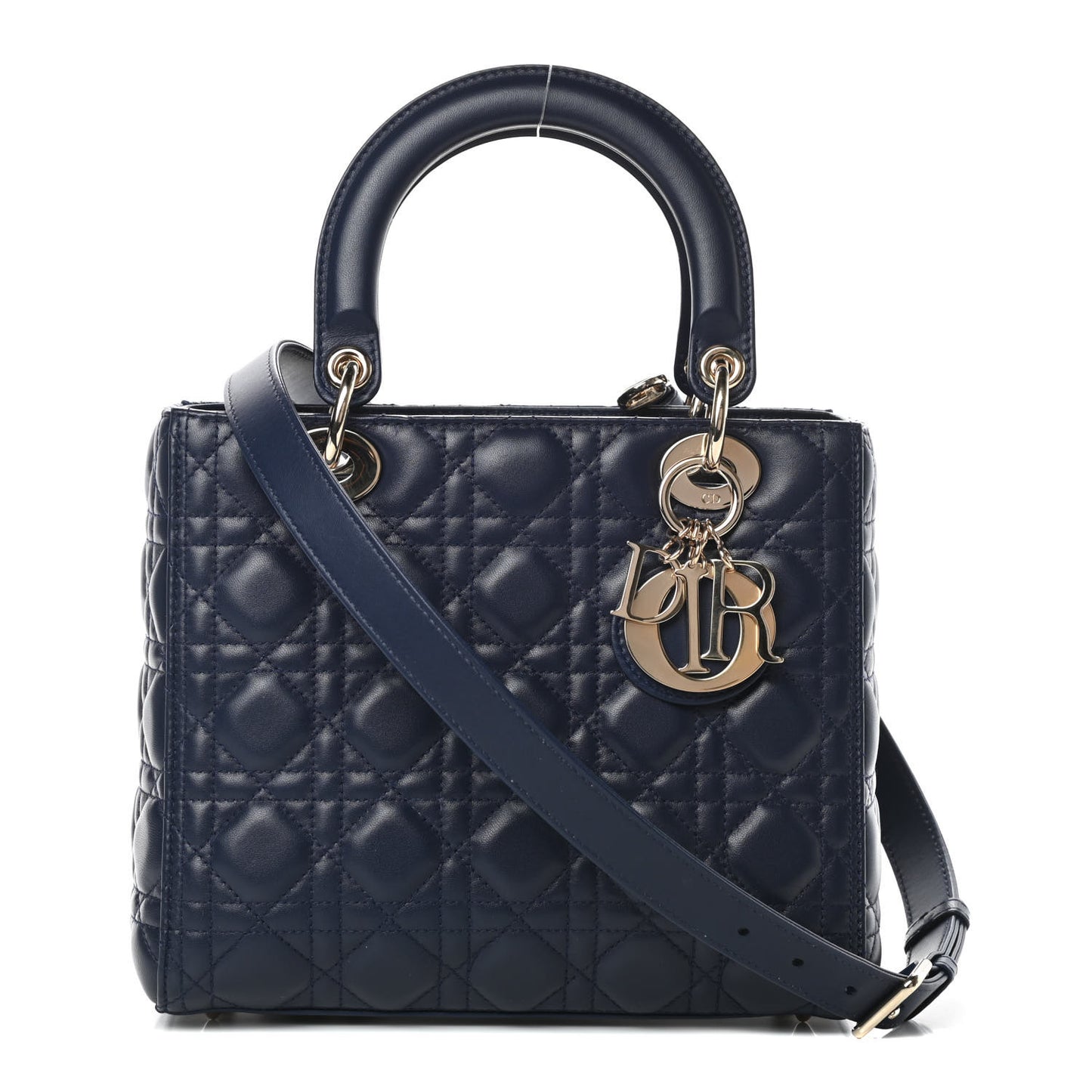 Lambskin Cannage Medium Lady Dior Navy Blue