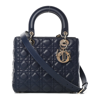Christian Dior Lambskin Cannage Medium Lady Dior Navy Blue 1 of 10