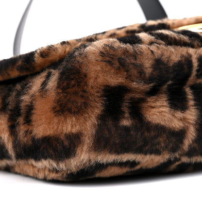 Fendi Shearling Vitello Dolce Macro FF 1974 Baguette Tobacco Black 8 of 10