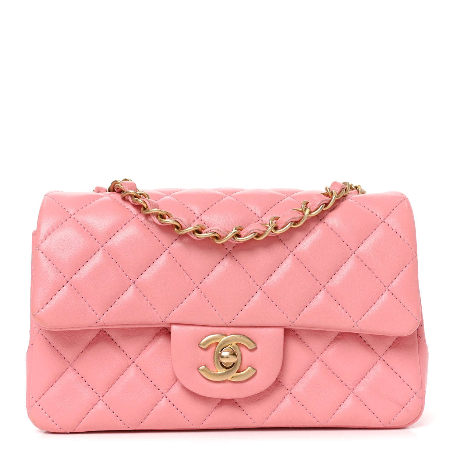 Chanel Lambskin Quilted Mini Rectangular Flap Pink 1 of 10