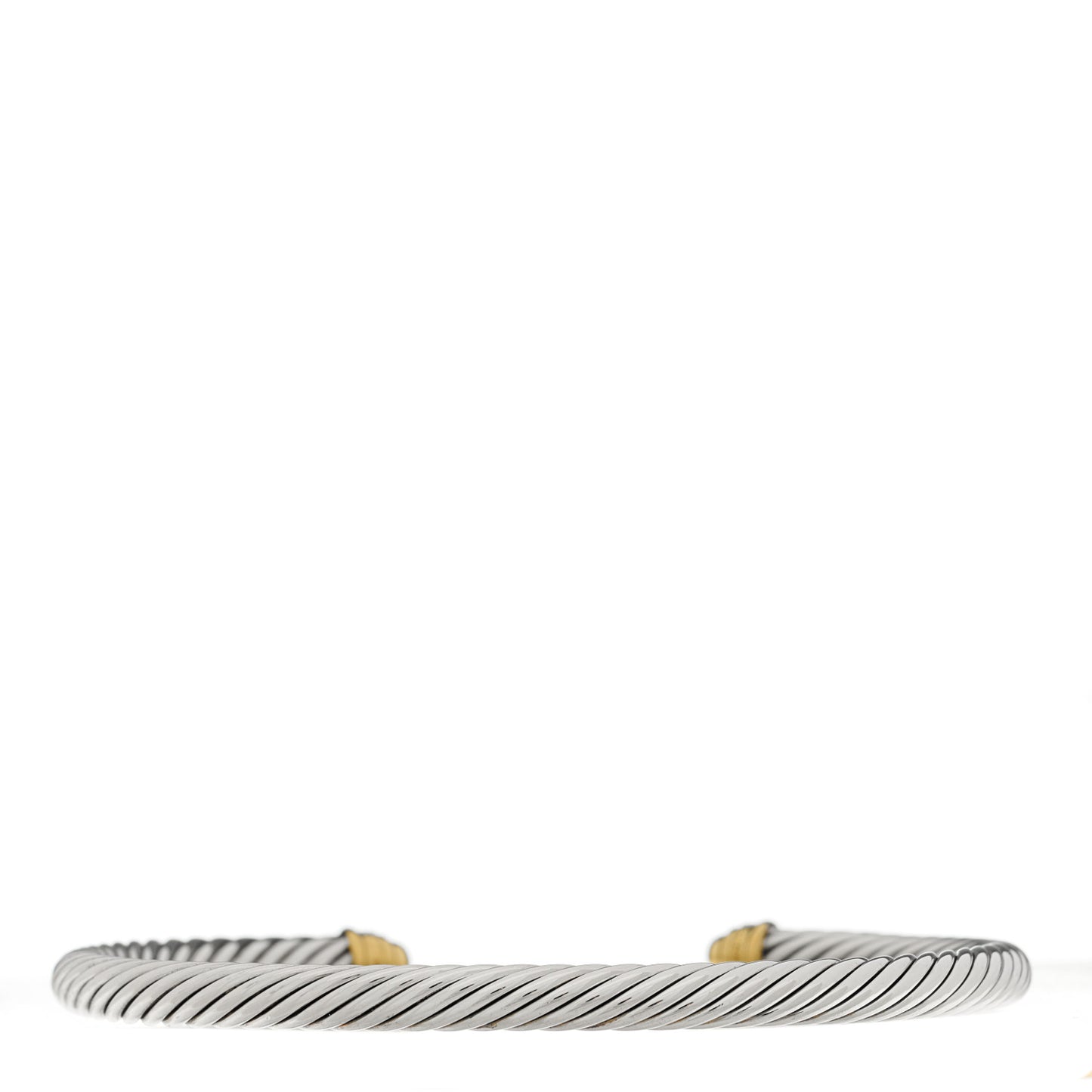 Sterling Silver 18K Yellow Gold Pave Diamond 5mm Cable Classics Bracelet