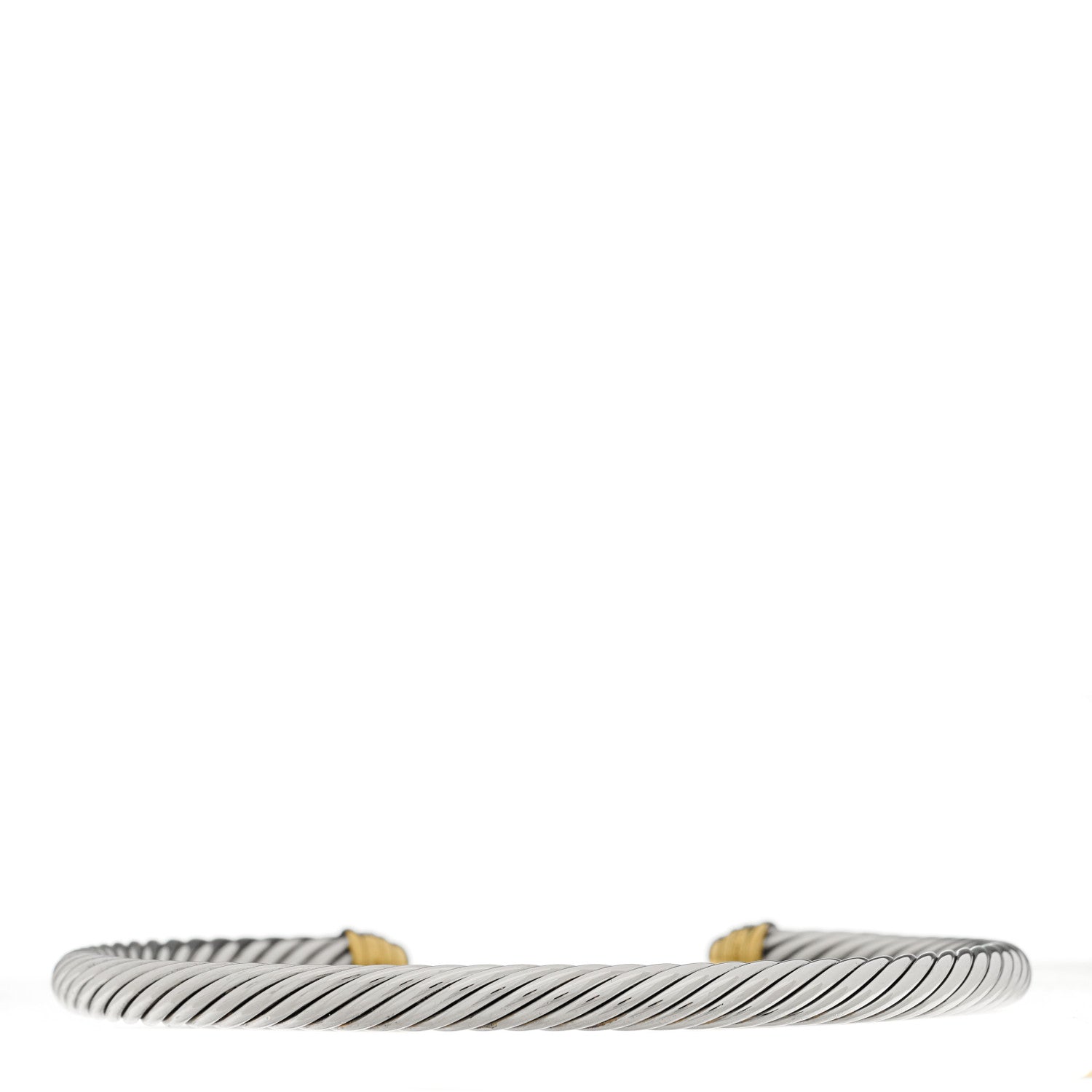 David Yurman Sterling Silver 18K Yellow Gold Pave Diamond 5mm Cable Classics Bracelet 2 of 4