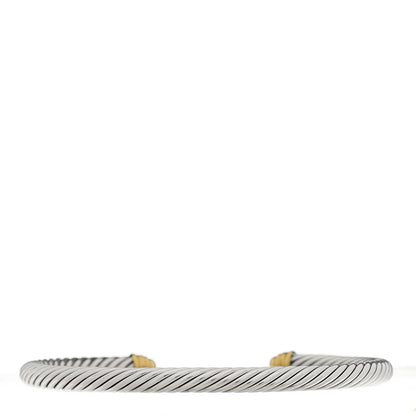 David Yurman Sterling Silver 18K Yellow Gold Pave Diamond 5mm Cable Classics Bracelet 2 of 4
