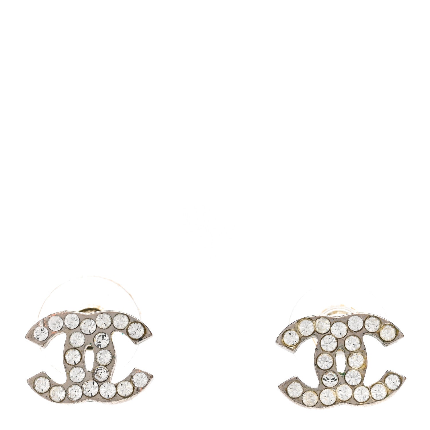 Chanel Crystal Mini Timeless CC Earrings Silver 1 of 4