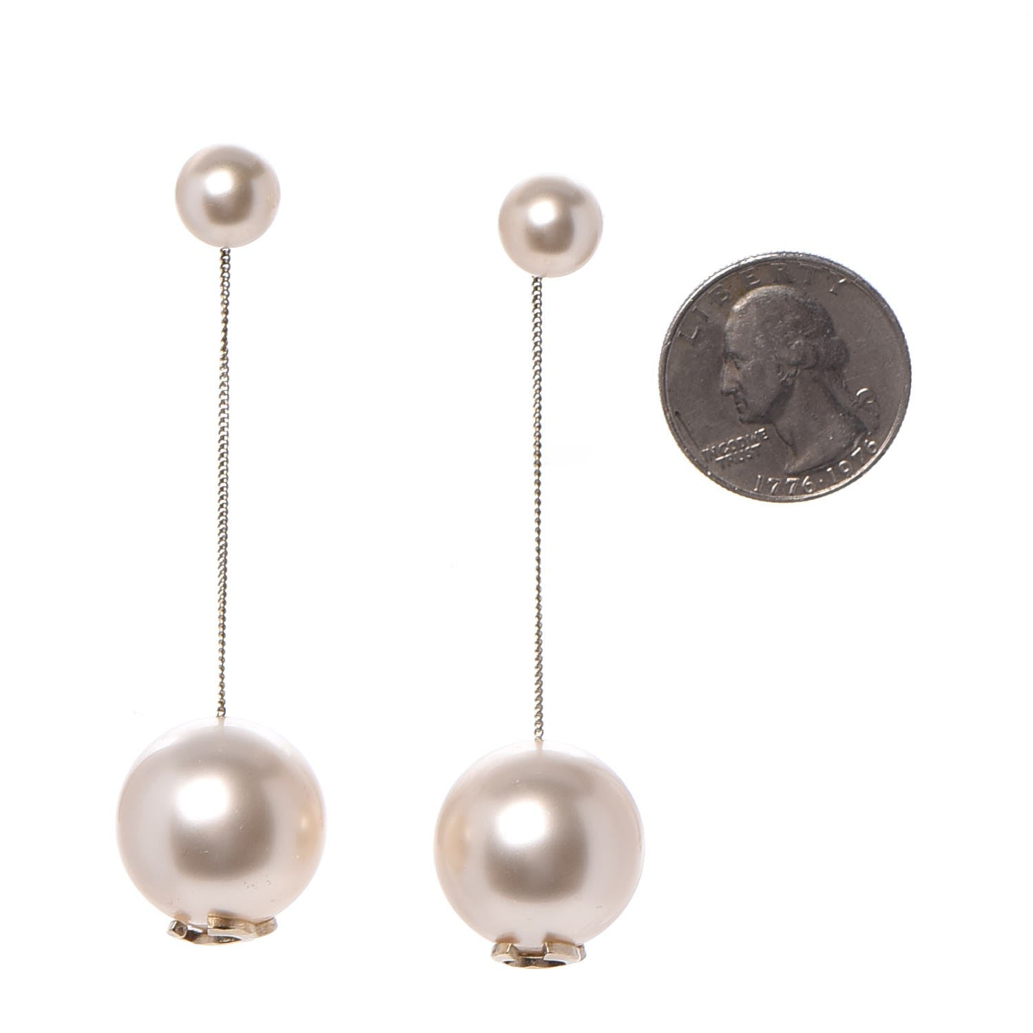 Chanel Pearl CC Drop Earrings Gold 2 of 6