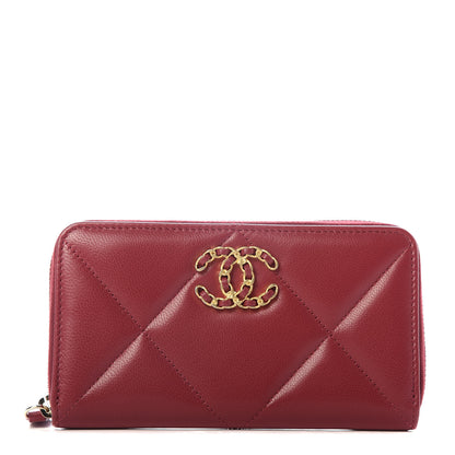 Chanel Goatskin Quilted Medium 19 Zipped Wallet Dark Pink 1 of 9