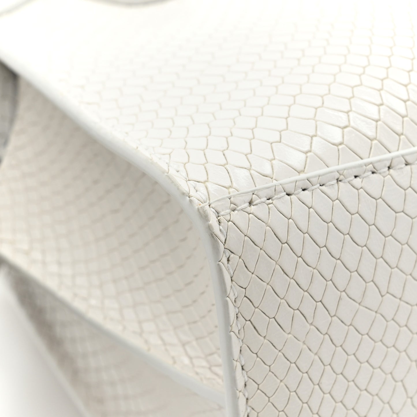 Grained Calfskin Snake Effect Silver Hardware Mini Neo Classic City White