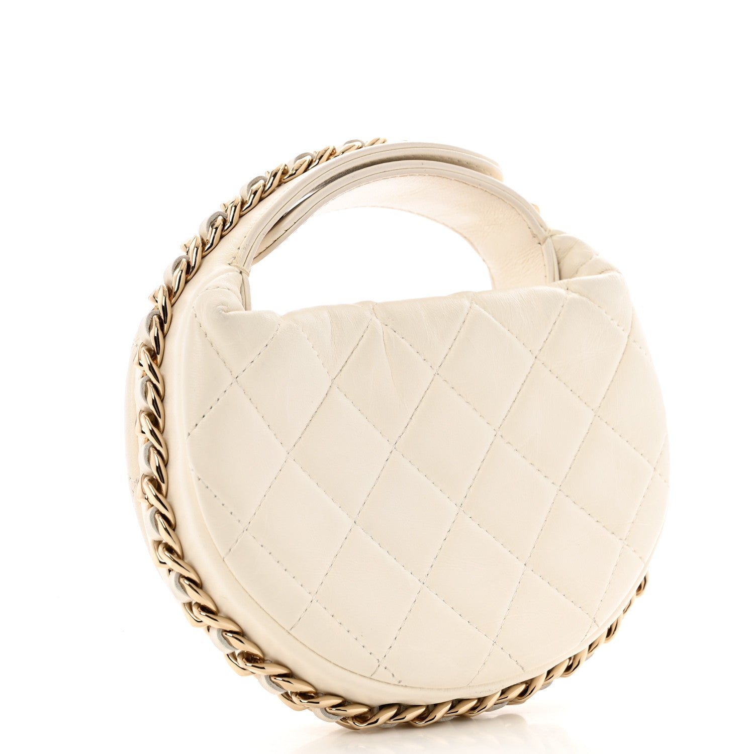 Chanel Lambskin Quilted Chain Around Pouch Hobo White 3 of 13