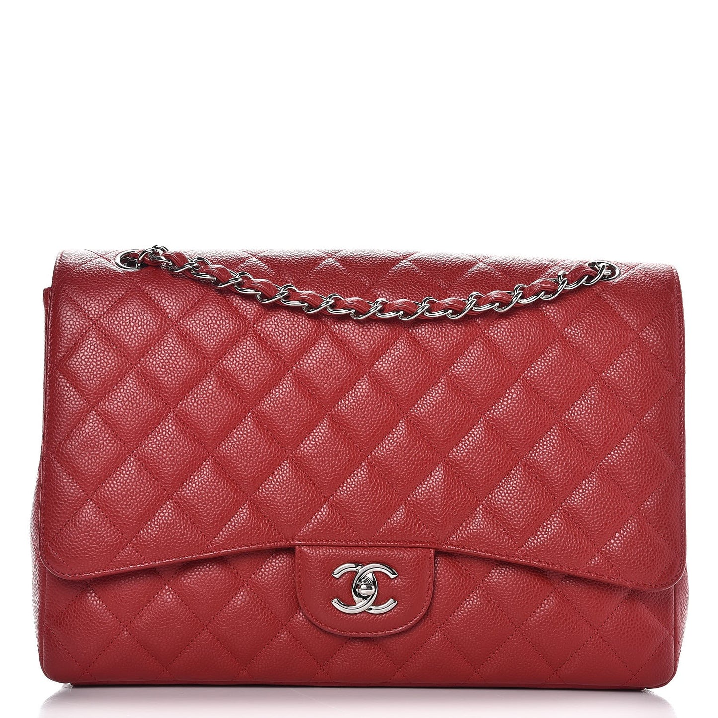 Caviar Quilted Maxi Single Flap Red