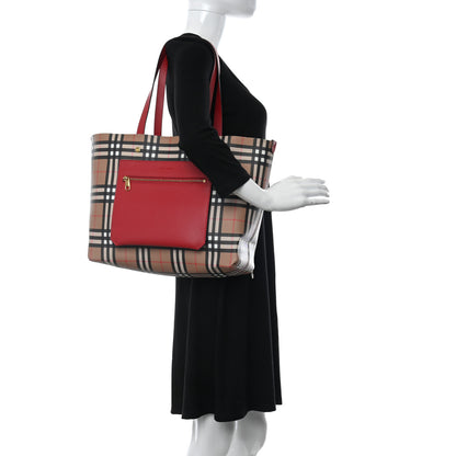 Burberry Haymarket Check Small Reversible Tote Red 2 of 20