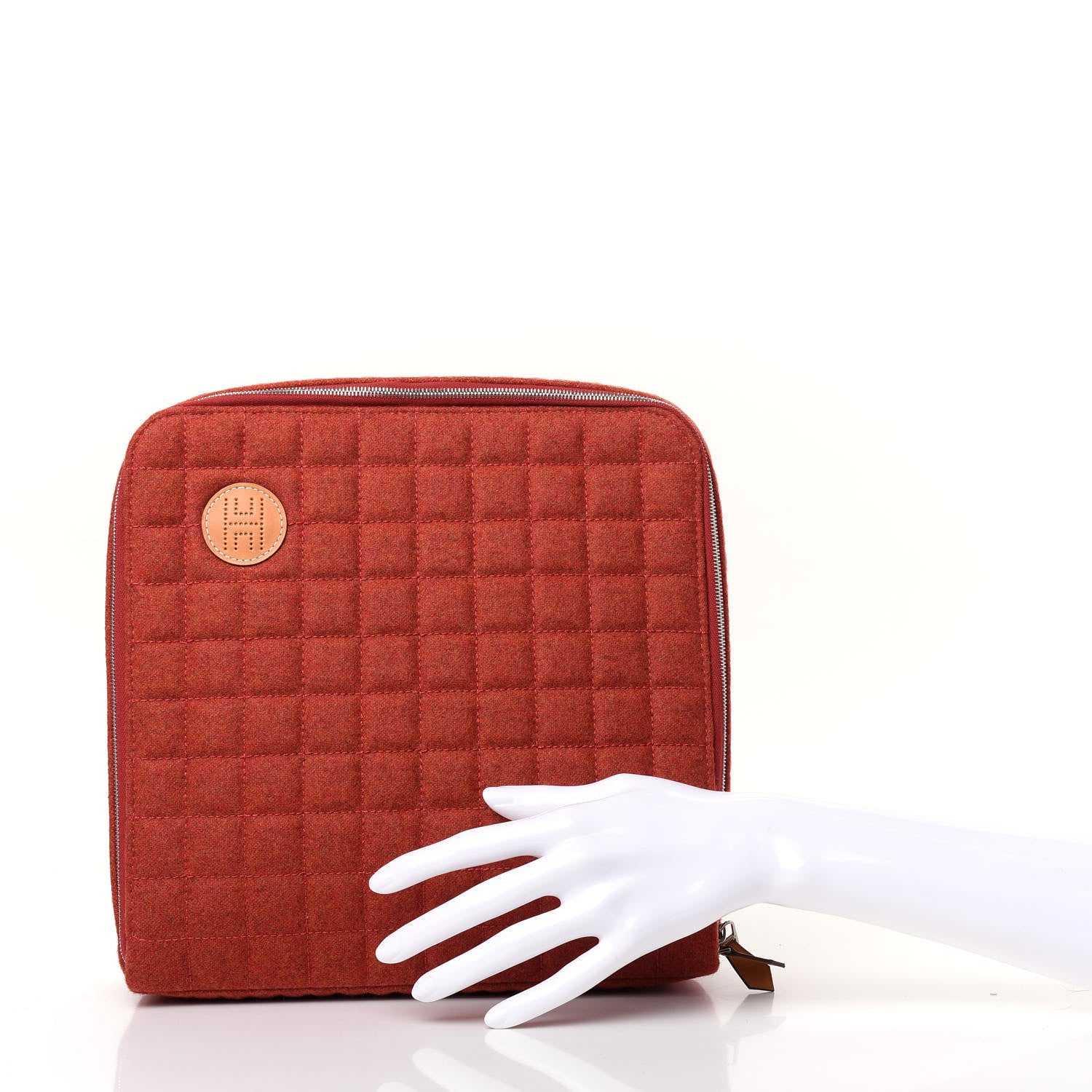 Hermes Wool Cashmere Paddock GM Jewelry Case Terracotta 2 of 7