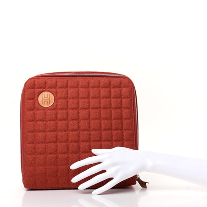 Hermes Wool Cashmere Paddock GM Jewelry Case Terracotta 2 of 7