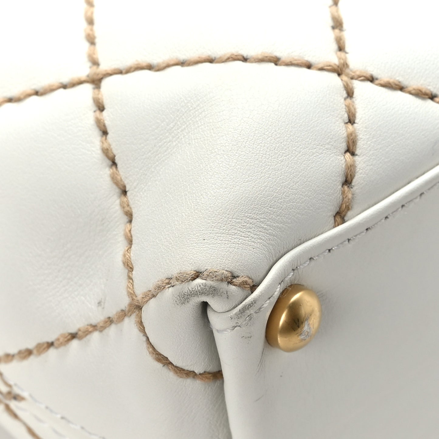 Calfskin Wild Stitch Tote White