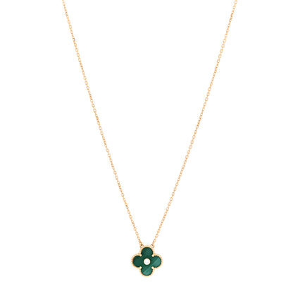 Van Cleef & Arpels 18K Yellow Gold Diamond Malachite Vintage Alhambra Pendant Necklace 1 of 5