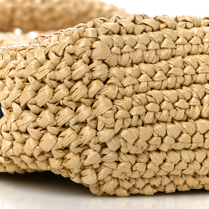 Prada Yarn Raffia Effect Crochet Embroidered Small Logo Tote Naturale 5 of 11