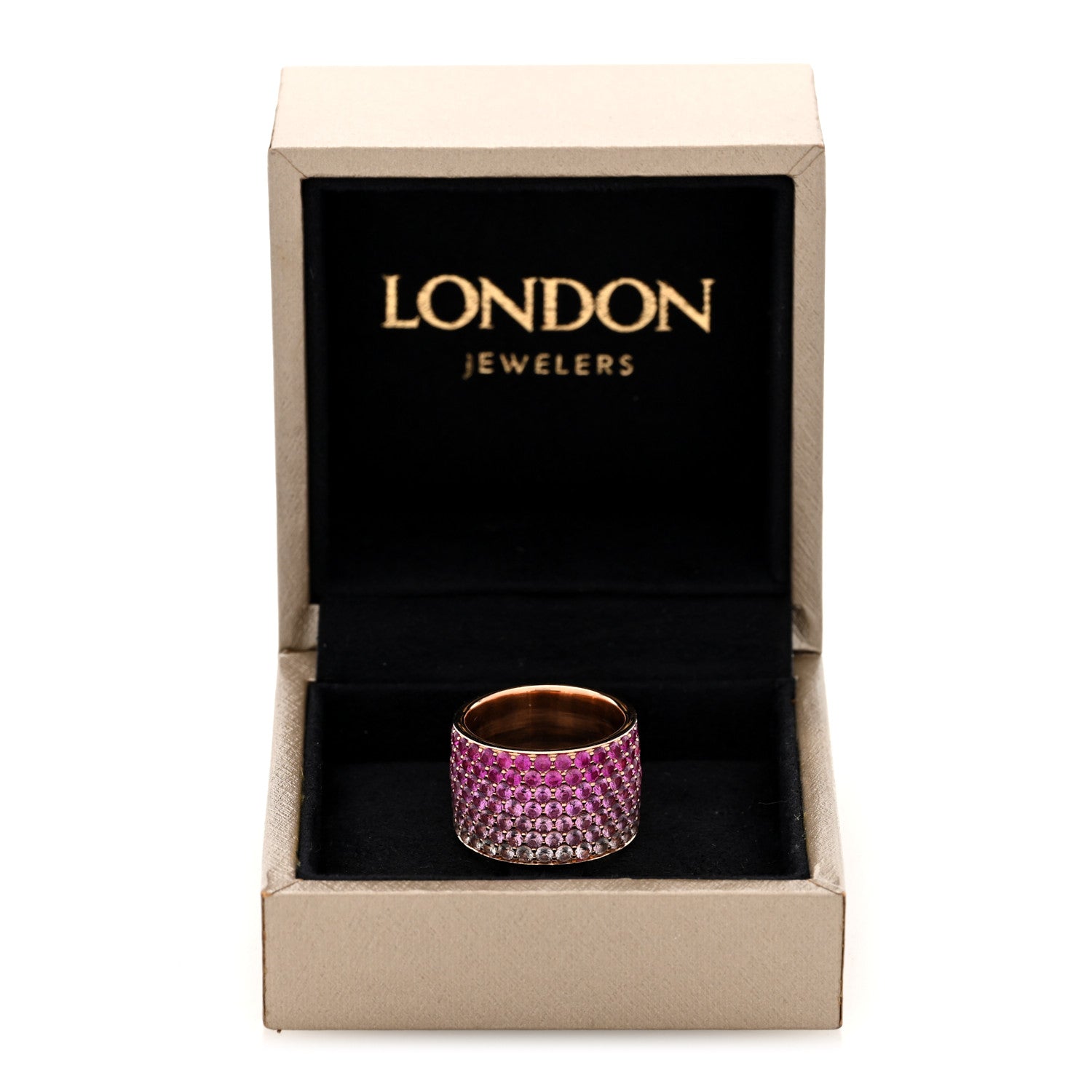 Parker & West by FASHIONPHILE 18K Yellow Gold Pink White Sapphire Flamingo Ombre Cigar Ring 54 7 9 of 9