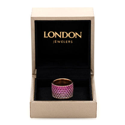 Parker & West by FASHIONPHILE 18K Yellow Gold Pink White Sapphire Flamingo Ombre Cigar Ring 54 7 9 of 9