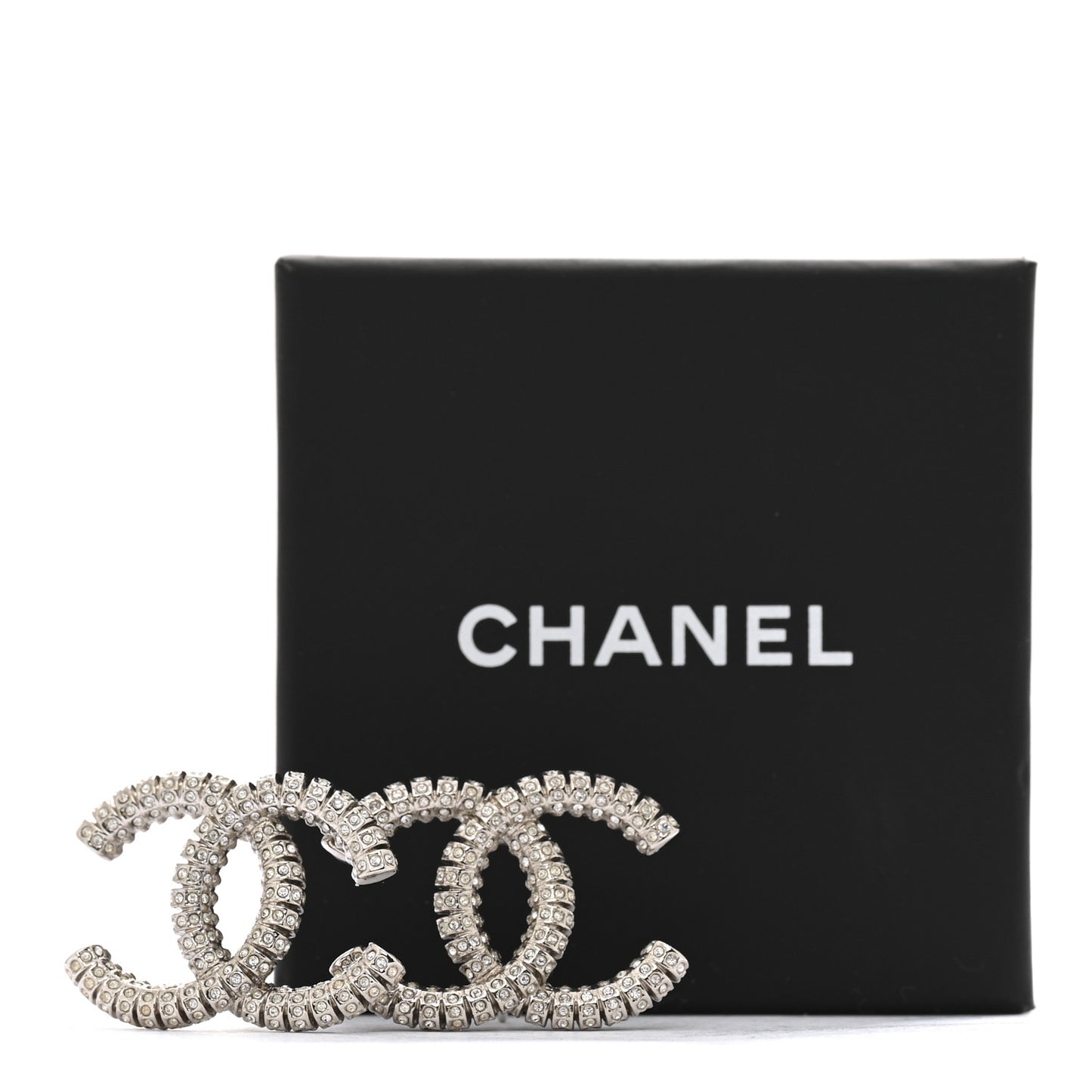 Crystal Large CC Earrings Silver