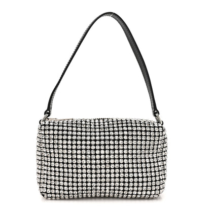 Alexander Wang Mesh Crystal Rhinestone Mini Heiress Pouch Black Silver 1 of 9