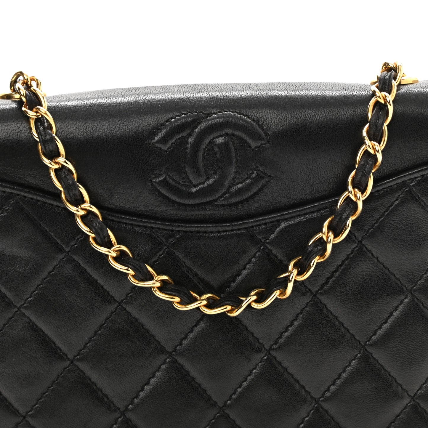 Lambskin Quilted CC Small Single Flap Black