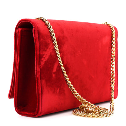 Saint Laurent Velvet Medium Monogram Kate Tassel Shoulder Bag Red 3 of 11