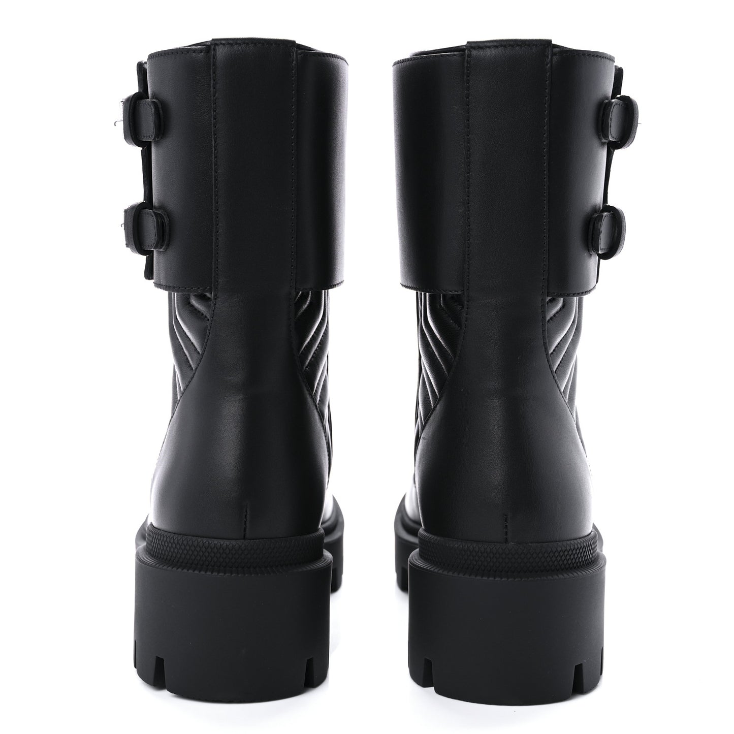 Nappa Frances GG Matelasse Platform Combat Boots 37 Black