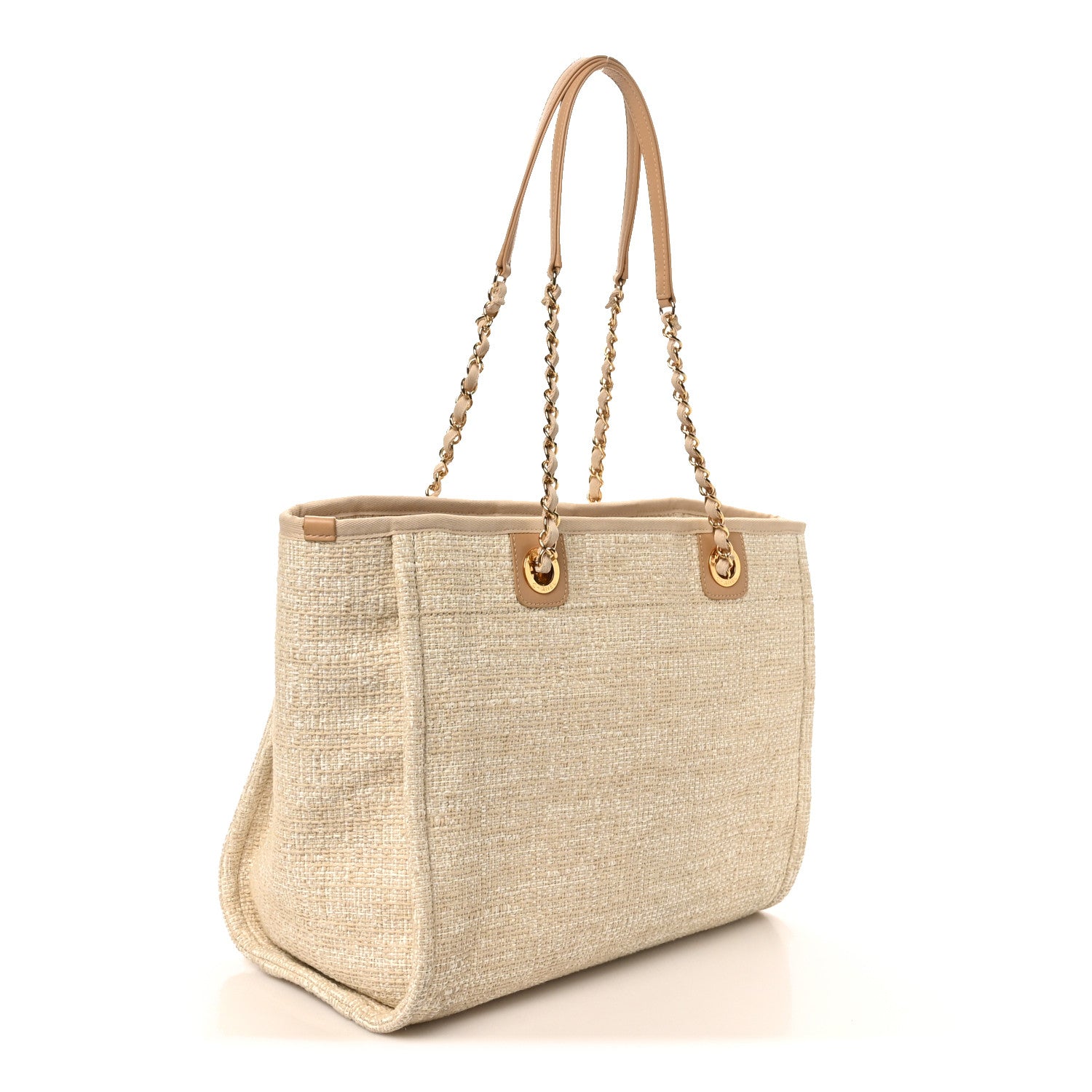 Chanel Lurex Boucle Small Deauville Tote Ivory 3 of 10