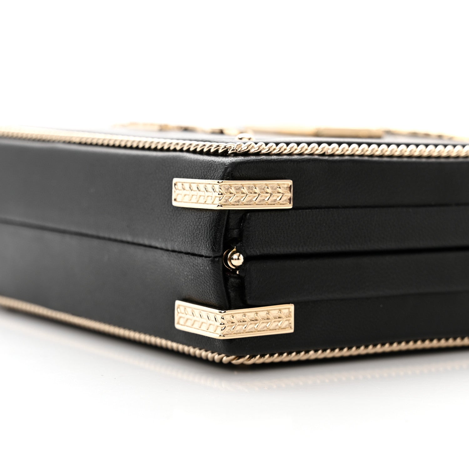 Chanel Lambskin Room Card Minaudiere Evening Bag Black Gold 10 of 11