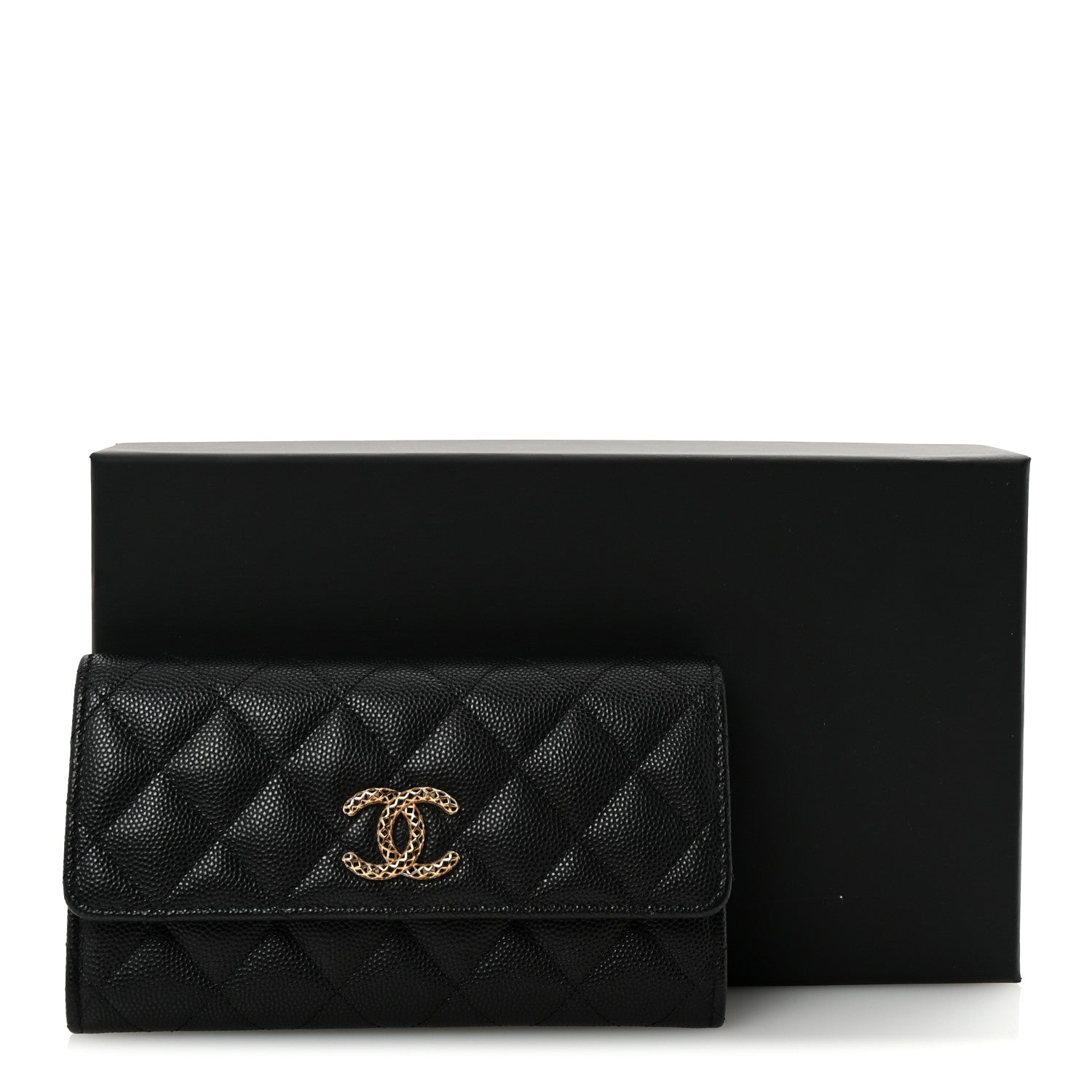 Chanel Caviar Metal Perforated Quilted CC Flap Wallet Black 9 of 9