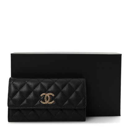 Chanel Caviar Metal Perforated Quilted CC Flap Wallet Black 9 of 9