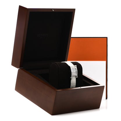 Hermes Stainless Steel Alligator Diamond 21mm Heure H Hour Double Jeu Quartz Watch Blanc 5 of 5
