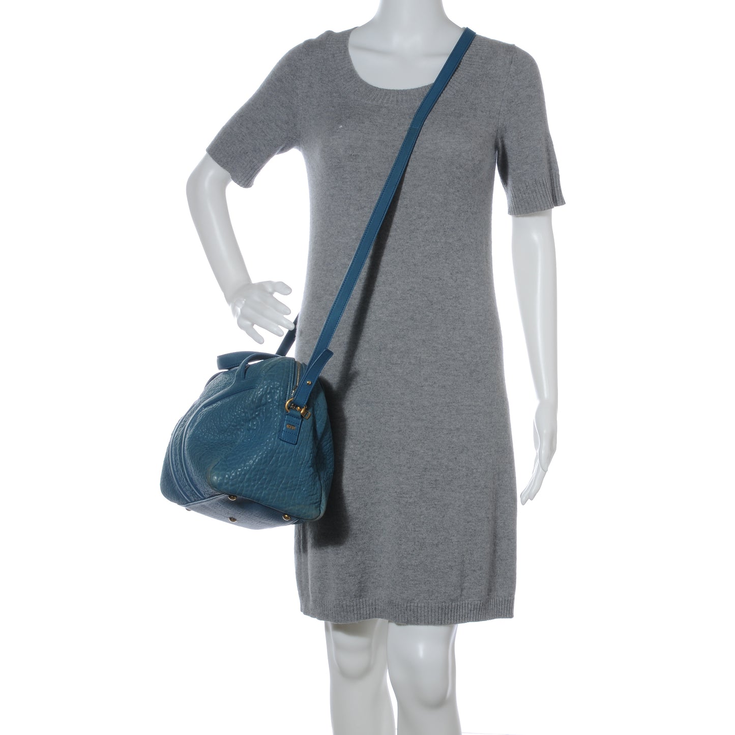 Pebbled Leather Sac Bowly Blue
