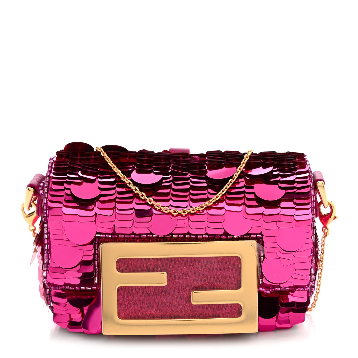 Sequin Paillettes Shiny Nappa Sex and the City Nano Maxi Buckle Baguette Charm Ciclamino Pilar