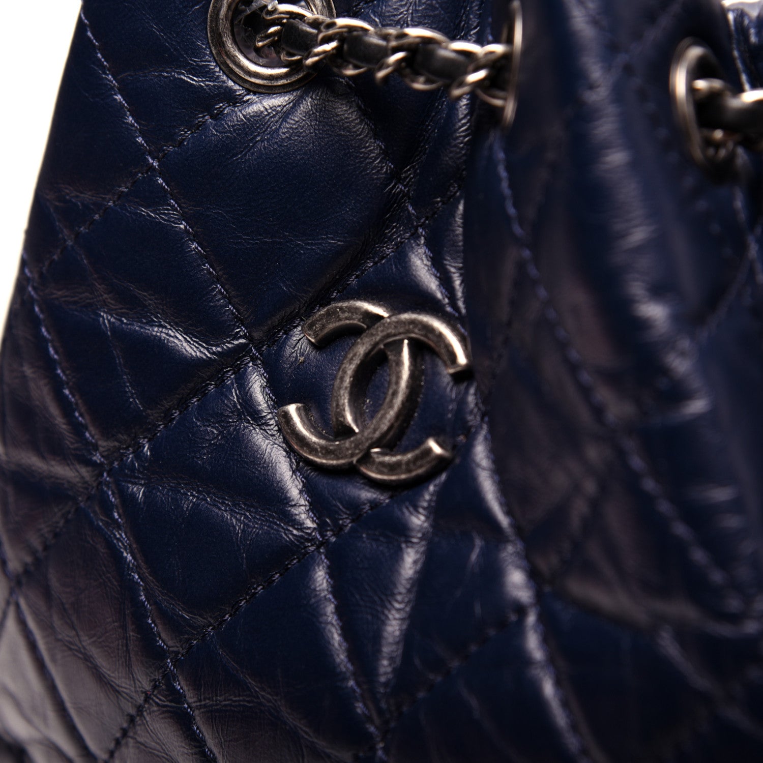 Chanel Aged Calfskin Quilted Gabrielle Backpack Navy Black 10 of 12