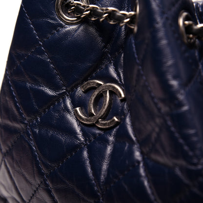 Chanel Aged Calfskin Quilted Gabrielle Backpack Navy Black 10 of 12