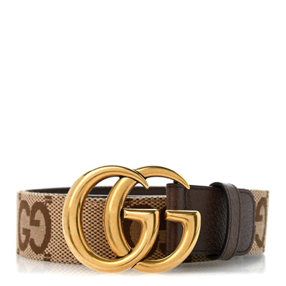 Gucci Monogram Jumbo GG Textured Dollar Calfskin Double G 40mm Belt 100 40 Camel Ebony 1 of 7