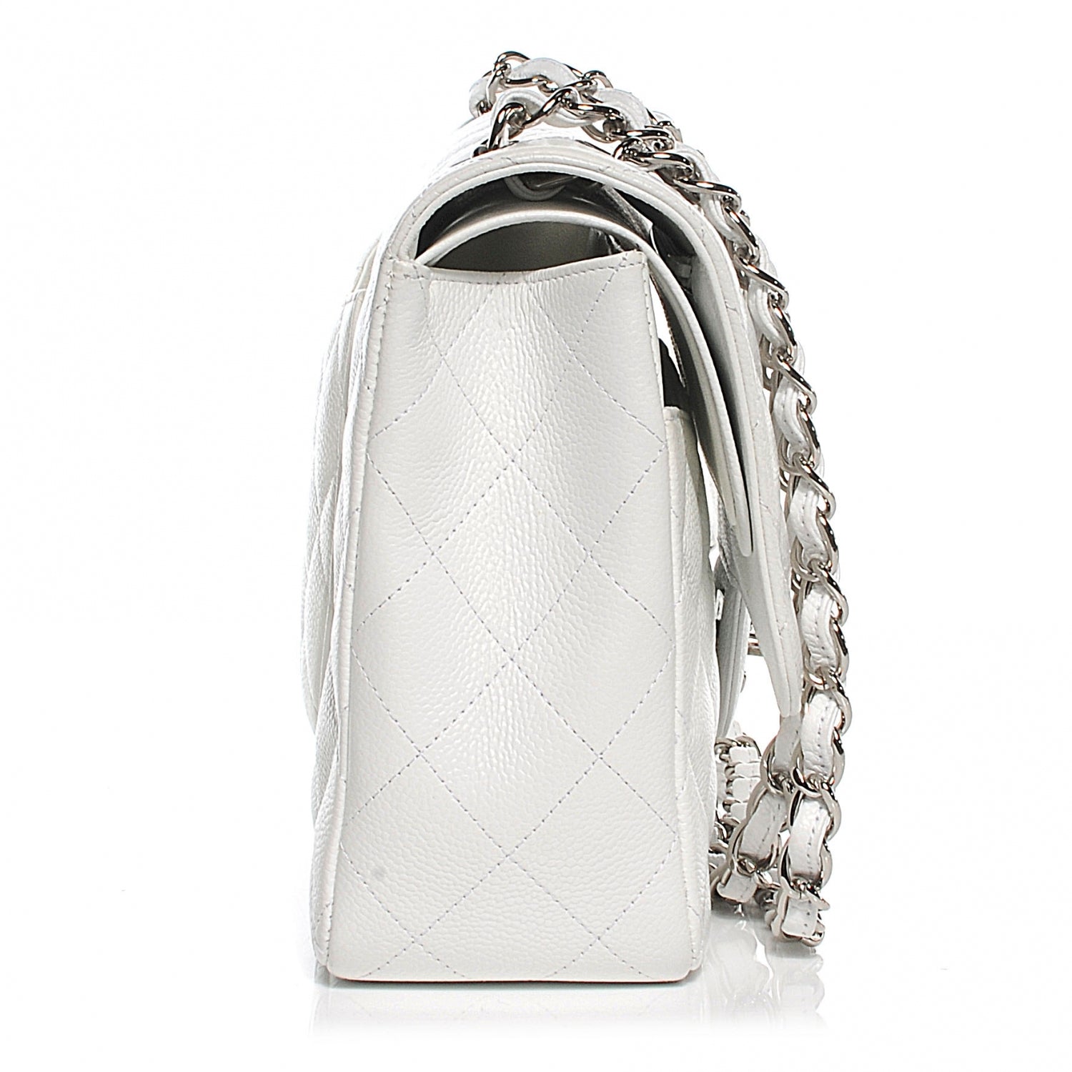 Chanel Caviar Jumbo Double Flap White 10 of 12
