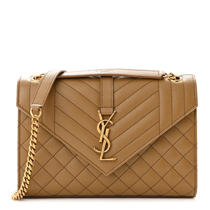 Saint Laurent Grain De Poudre Textured Mixed Matelasse Triquilt Medium Monogram Satchel Old Oil 1 of 9