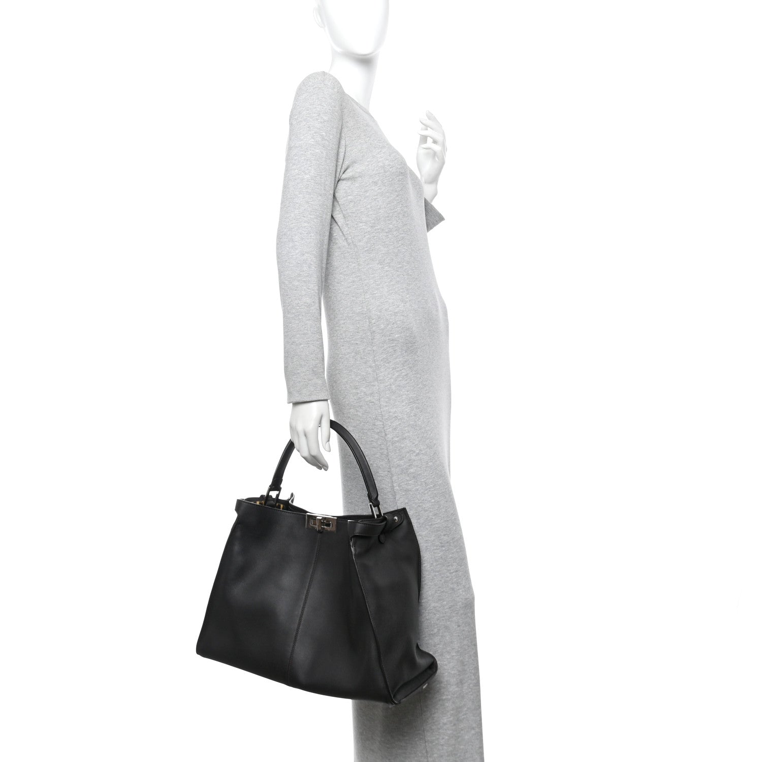 Fendi Vitello Seta Shearling FF 1974 Large Peekaboo X-Lite Brown 2 of 9