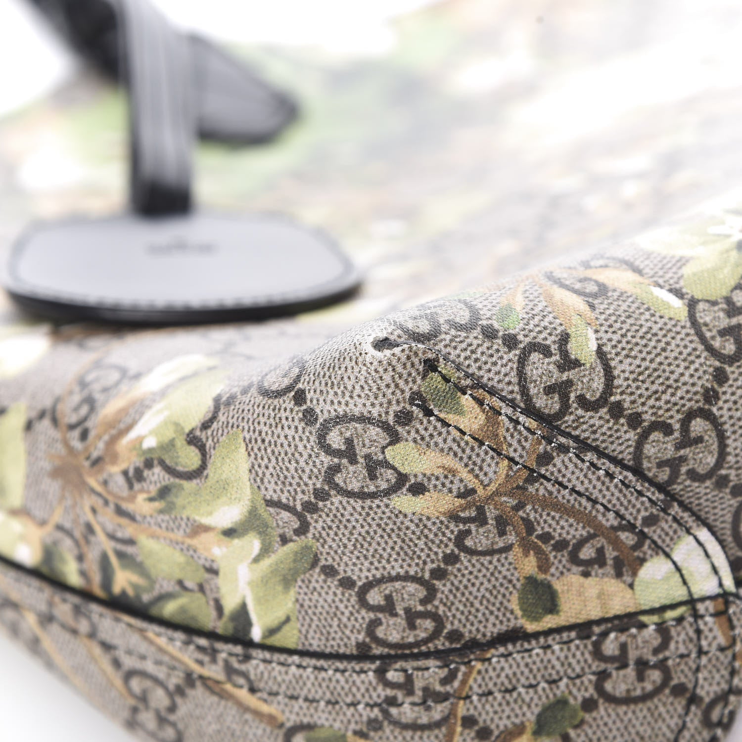 Gucci GG Supreme Monogram Blooms Medium Reversible Tote Beige New Military Black 13 of 17
