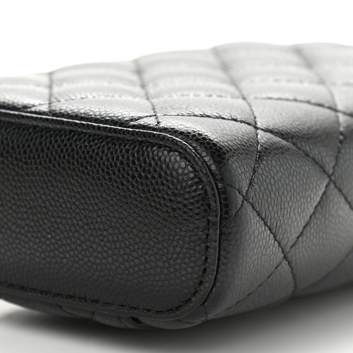 Caviar Quilted Phone Holder With Chain Black