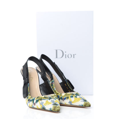Christian Dior Lambskin Embroidered KaleiDiorscope Sweet-D Slingback Pumps 39 Dusty Jade 13 of 13