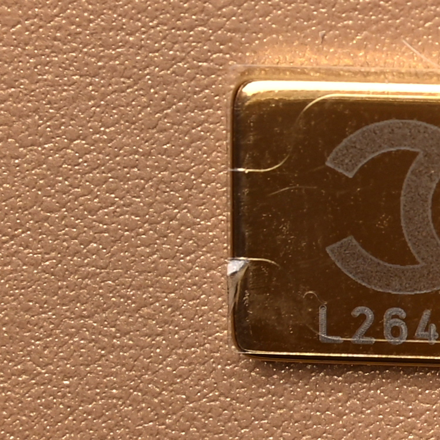 Chanel Lambskin Quilted Golden Plate Vanity Case White Gold 6 of 9