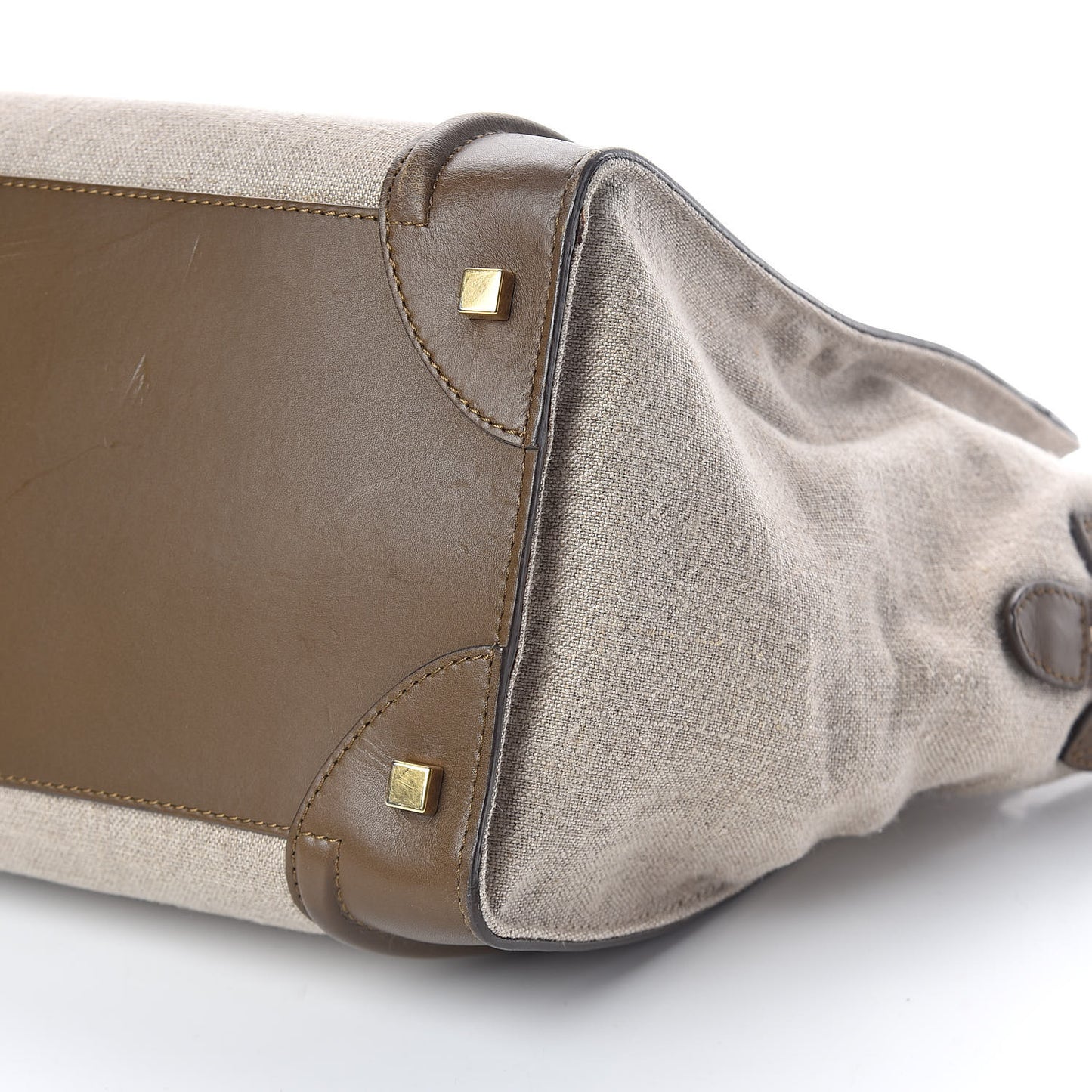 Natural Canvas Smooth Calfskin Mini Luggage Brown
