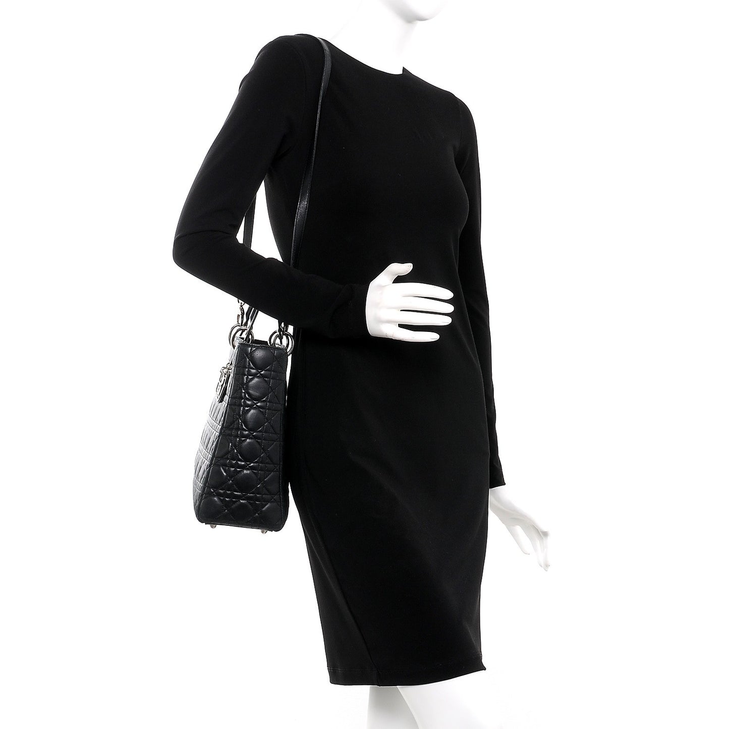 Lambskin Cannage Large Lady Dior Black