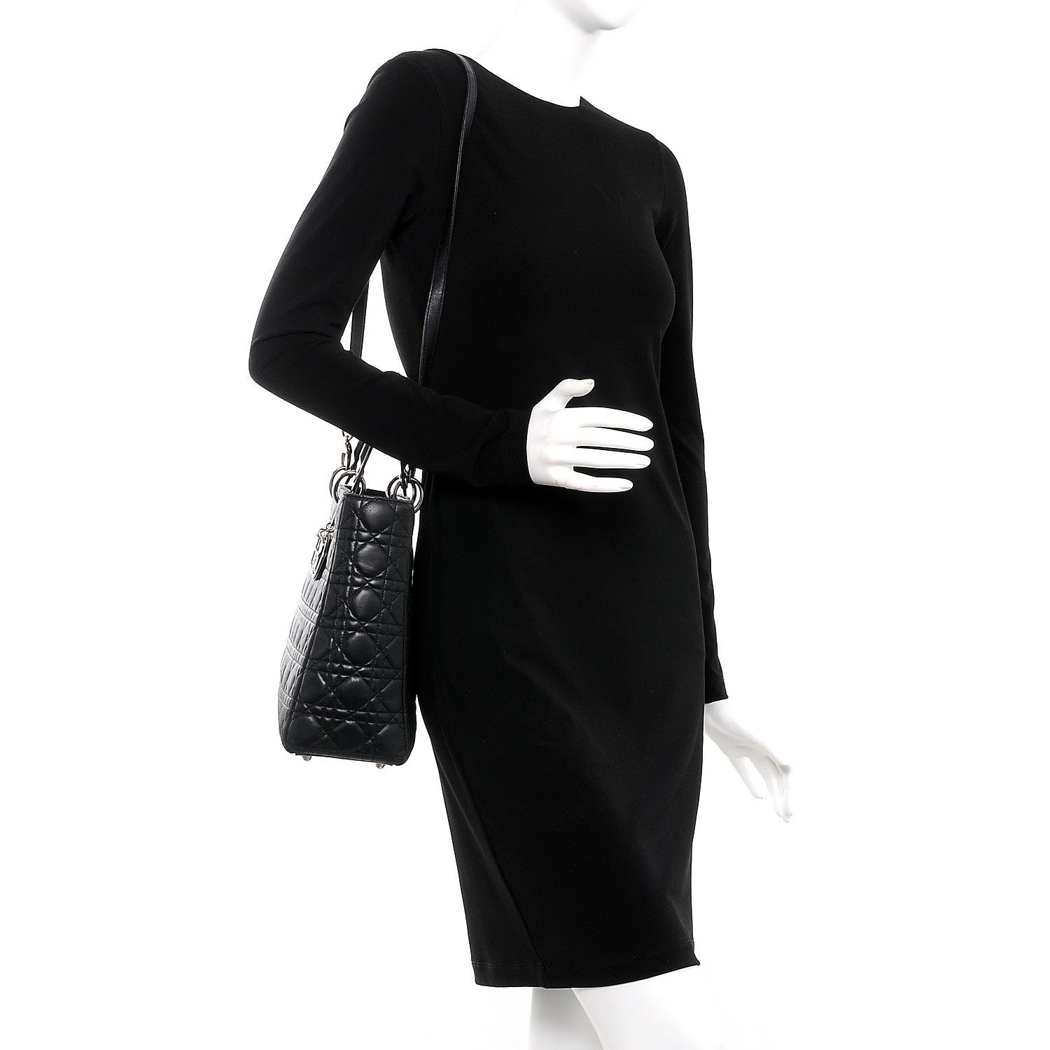 Christian Dior Lambskin Cannage Large Lady Dior Black 2 of 18
