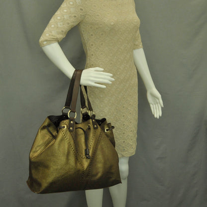 Saint Laurent Leather Reversible Double Sac Y Tote Gold Brown 2 of 17