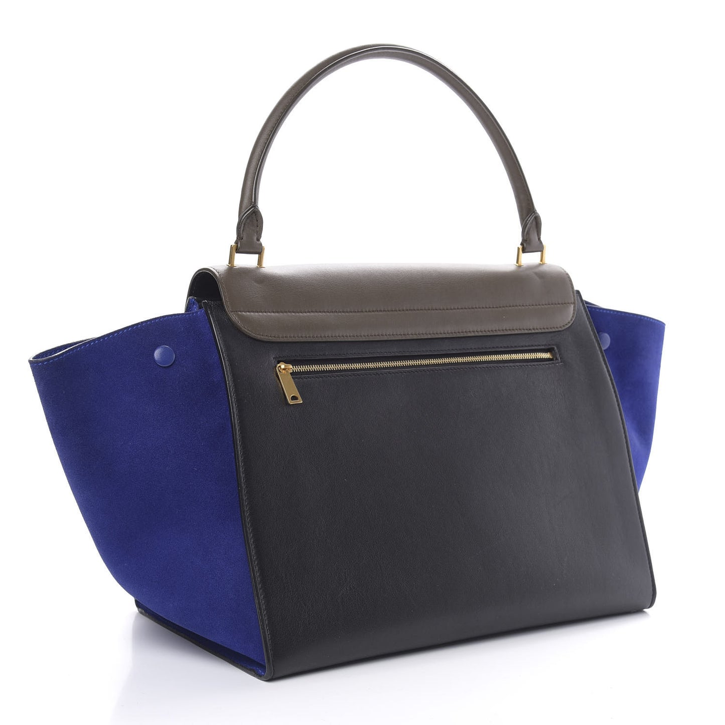 Calfskin and Suede Large Trapeze Tri-Color Cobalt