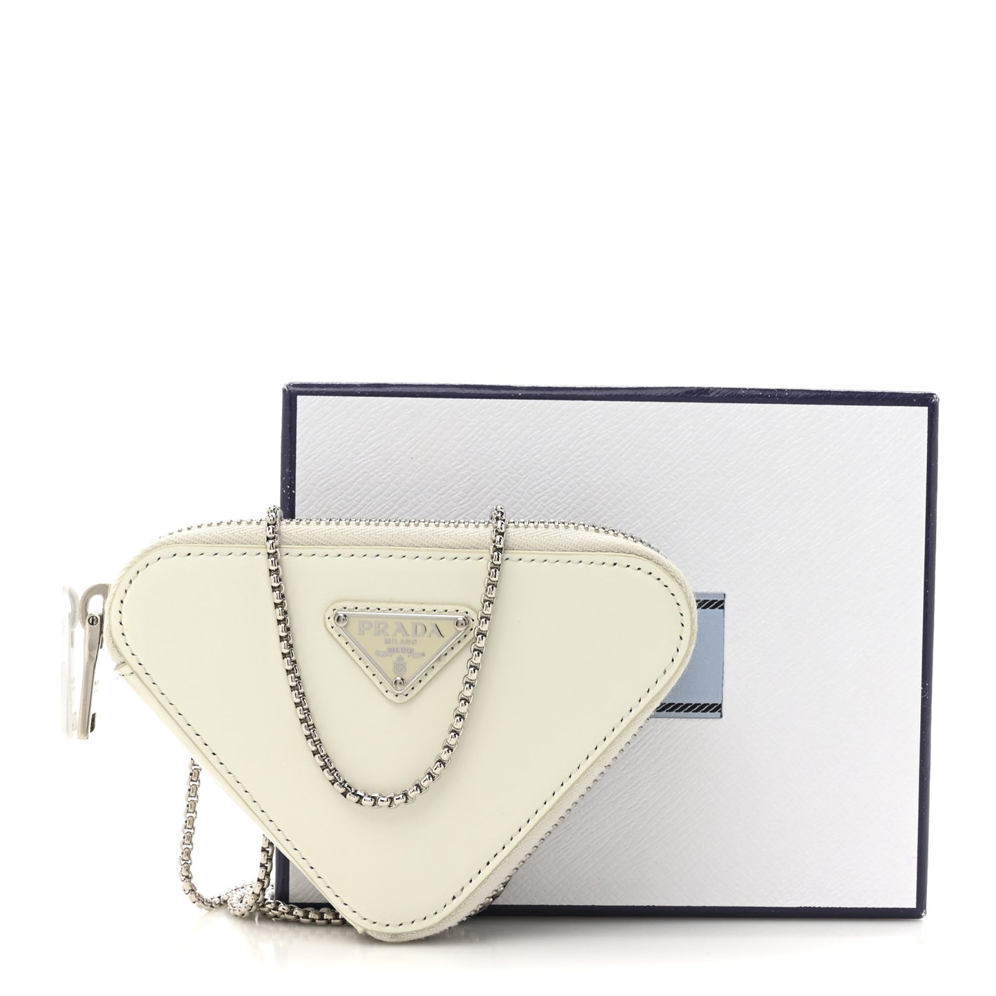 Spazzolato Mini Triangle Chain Crossbody Pouch White