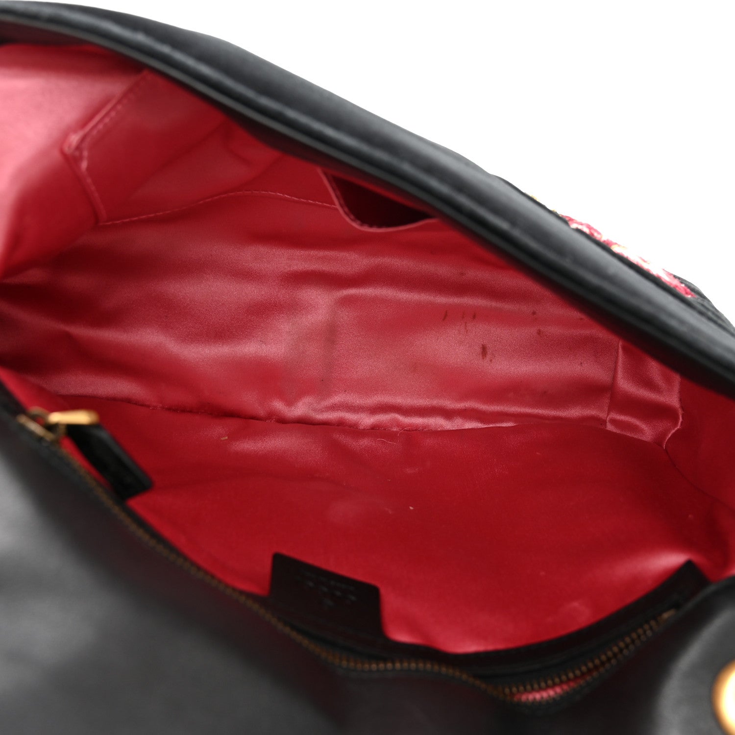 Gucci Velvet Matelasse Loved Embroidered Medium GG Marmont Shoulder Bag Black 5 of 10